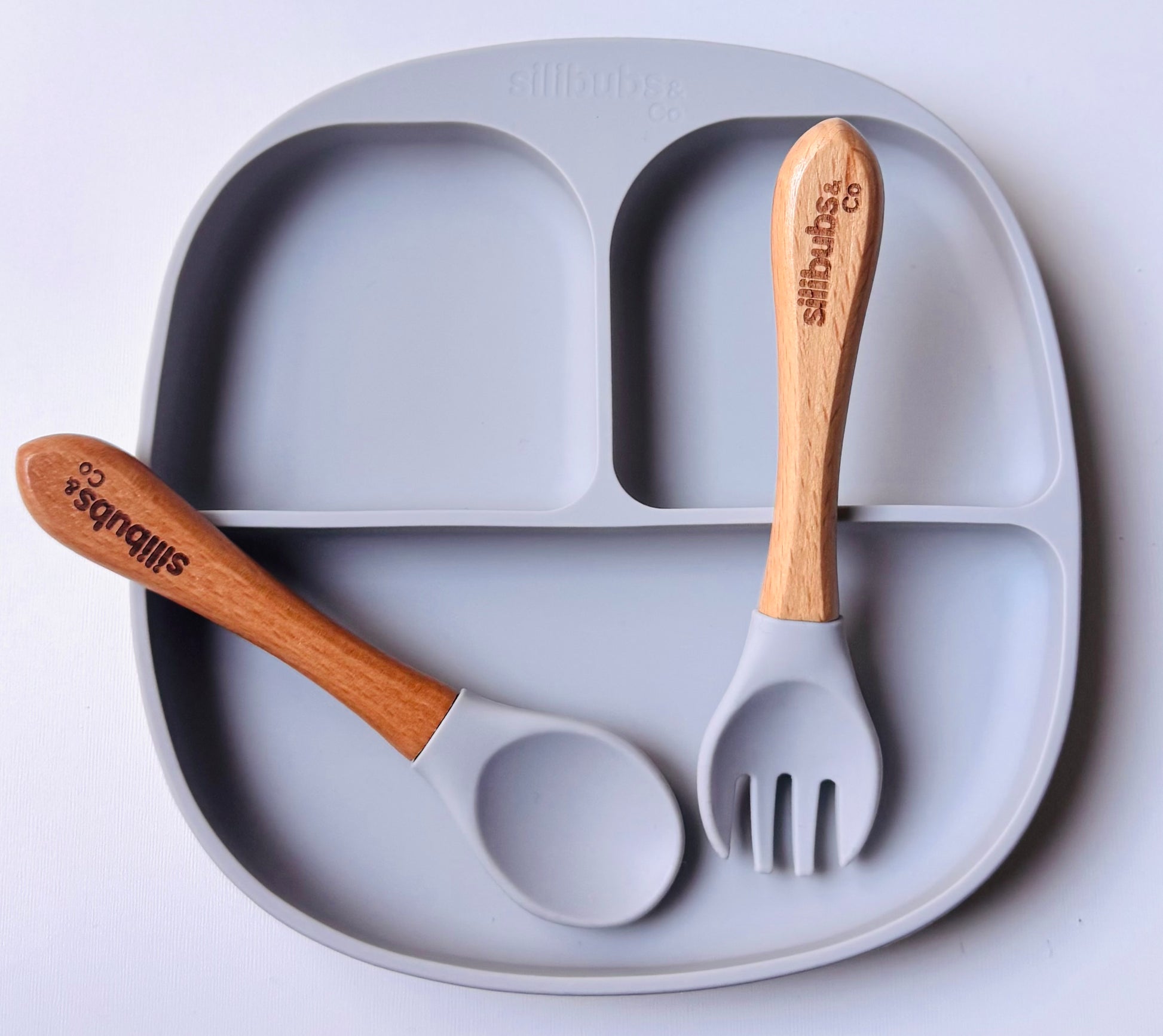 The SiliStick Plate + Bamboo Fork and Spoon set